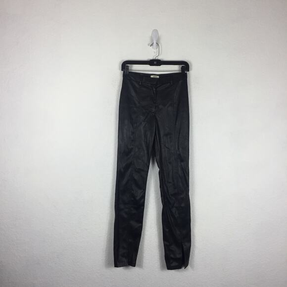 Jason Wu Black Vegan Leather Split Hem Trouser Pants Small - Picture 3 of 16